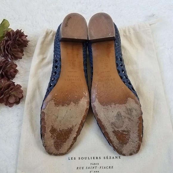 Sezane Navy Blue Woven Flats - Picture 4 of 10